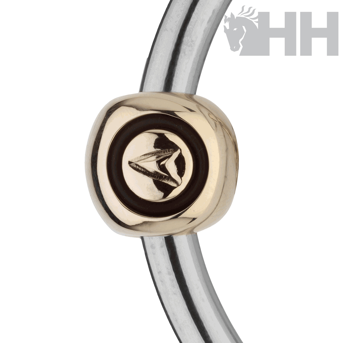 Brinco aro metálico prateado com detalhe dourado circular