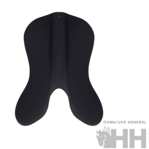 Assento preto ergonómico com texto DOMA/USO GENERAL e logótipo HH