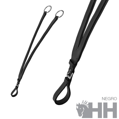 Cordão preto com argolas metálicas e fecho ajustável