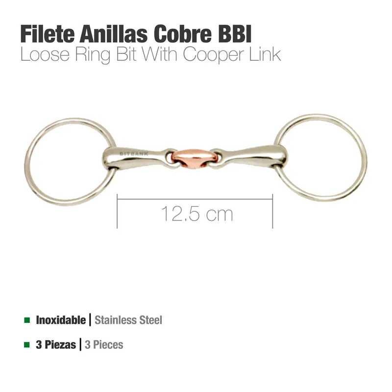 Freio de anilhas em aço inoxidável com ligação de cobre, 12,5 cm