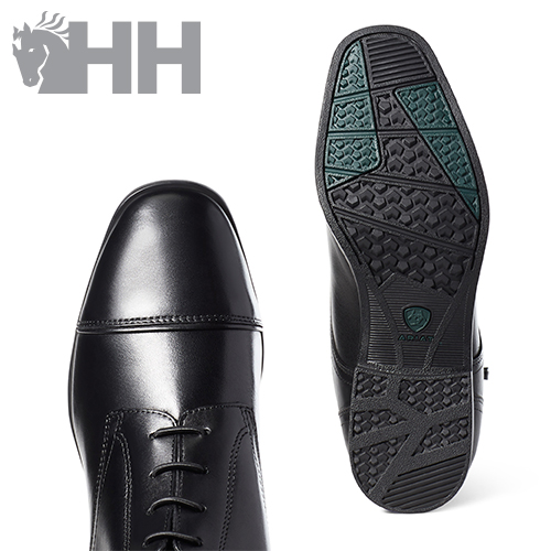 Sapatos sociais pretos de couro com sola antiderrapante e logo HH