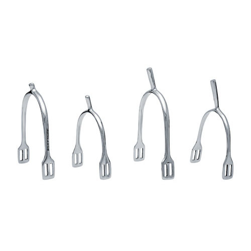 Quatro esporas metálicas prateadas de diferentes tamanhos