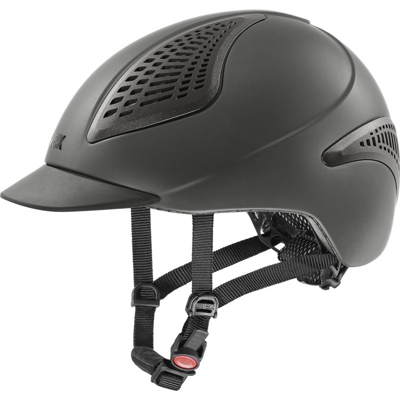 Capacete de equitação preto com ventilação e alça ajustável