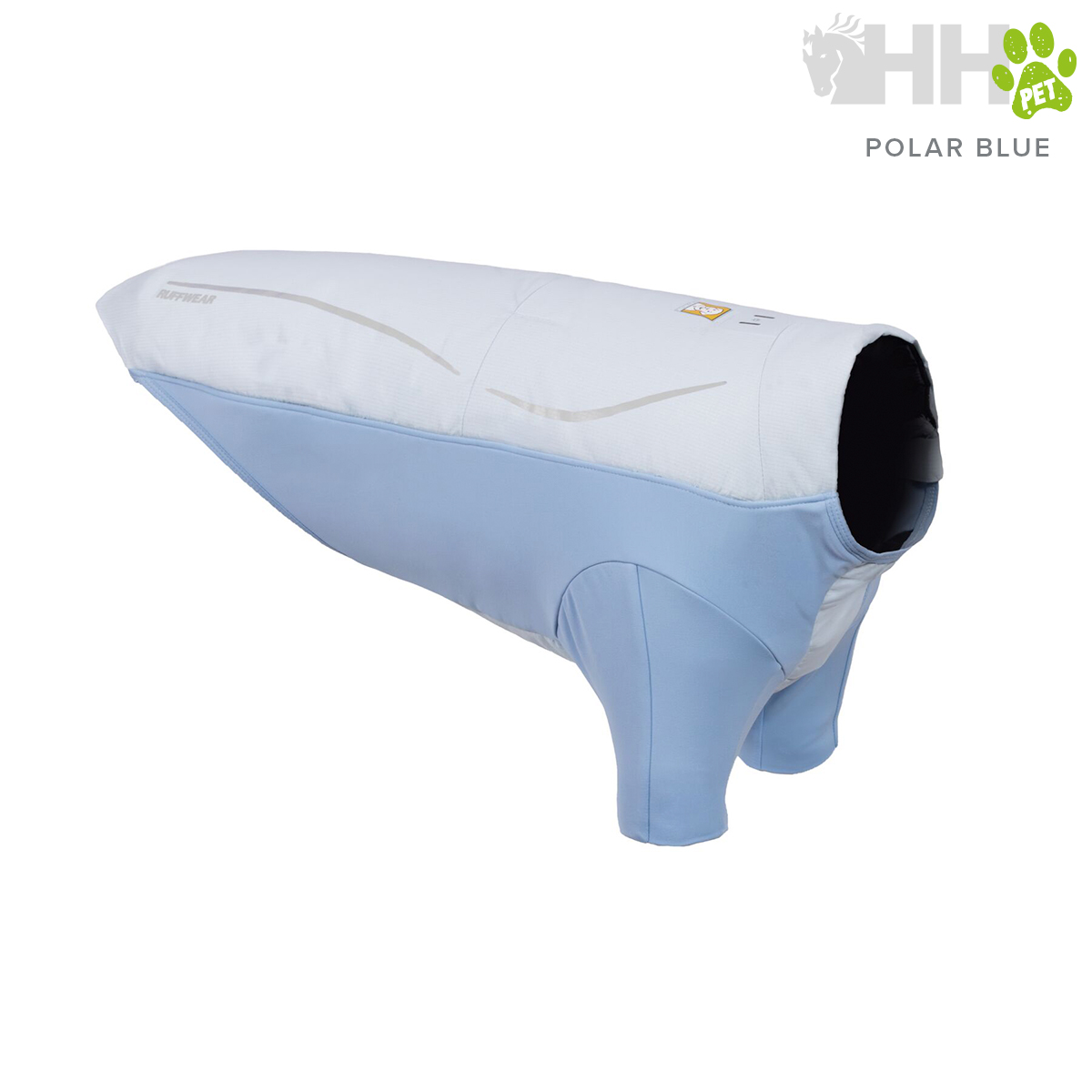 Casaco azul claro e branco para cães com logo RUFFWEAR