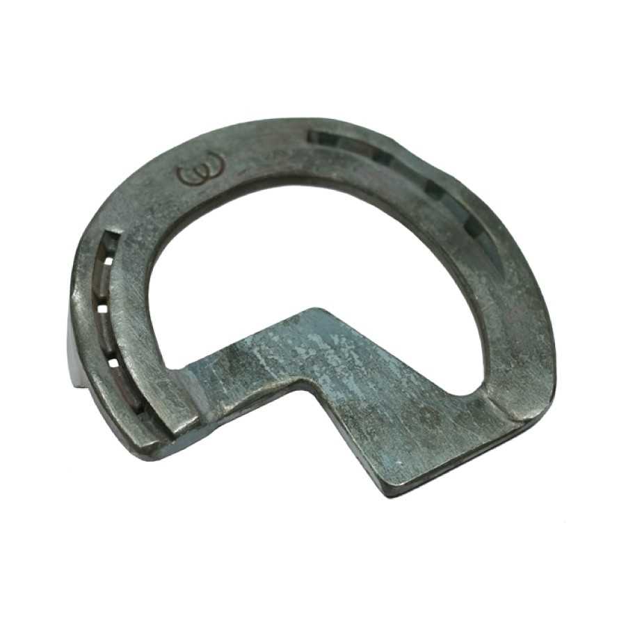 Suporte metálico cinzento com formato irregular e textura desgastada
