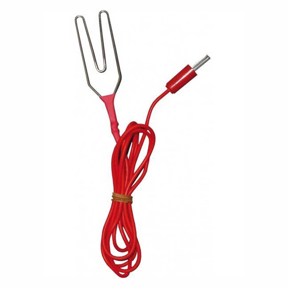 Sensor térmico com cabo vermelho e ponta metálica em forma de U