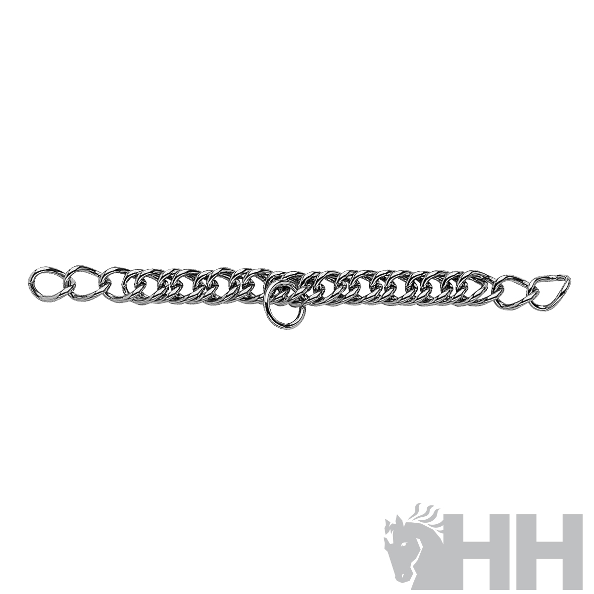 Pulseira de elos metálicos prateados com fecho de gatilho e elo circular