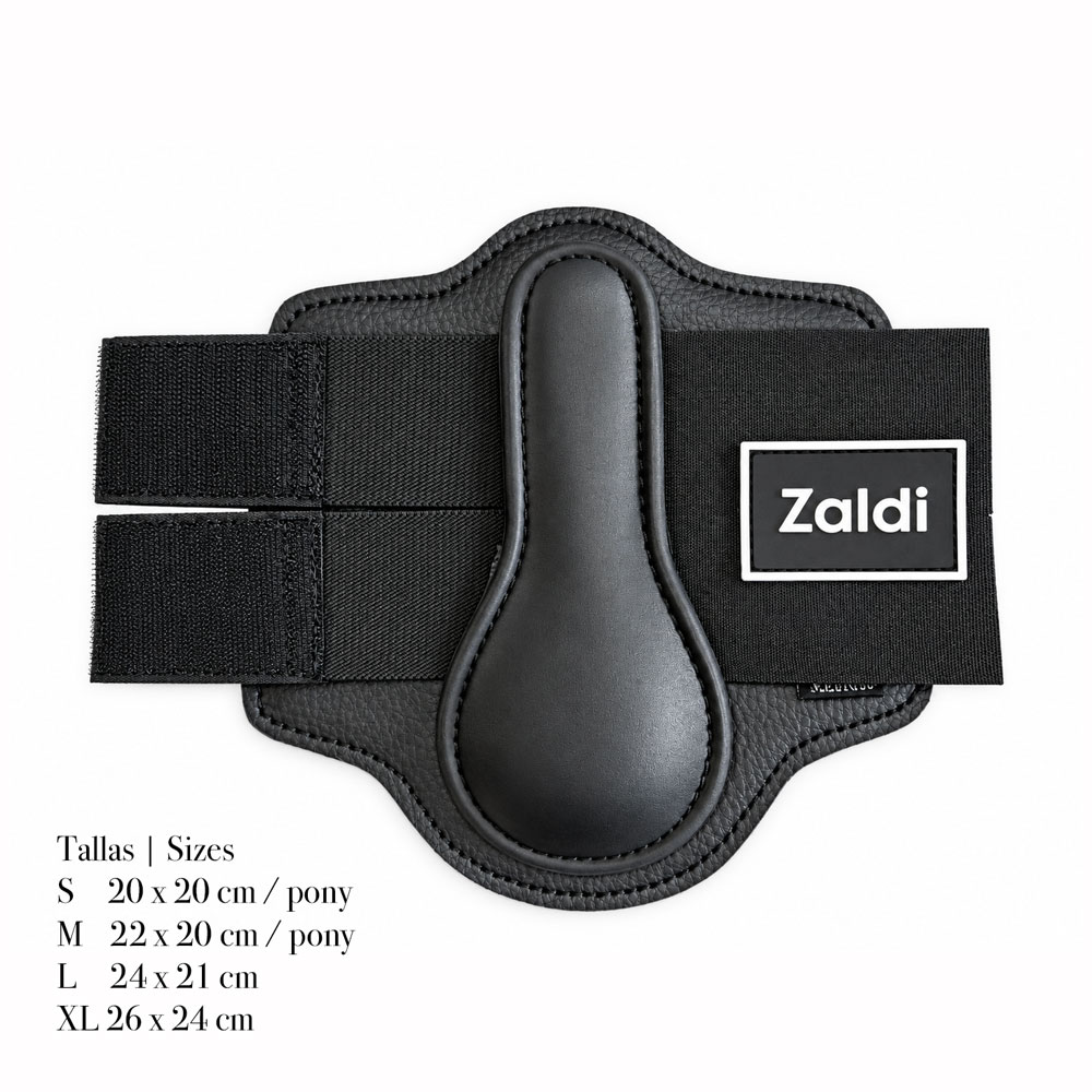 Proteção preta para cavalo com fechos de velcro e etiqueta Zaldi