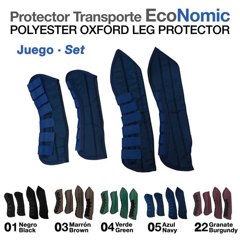 Conjunto de quatro protectores para pernas em poliéster azul marinho com velcro