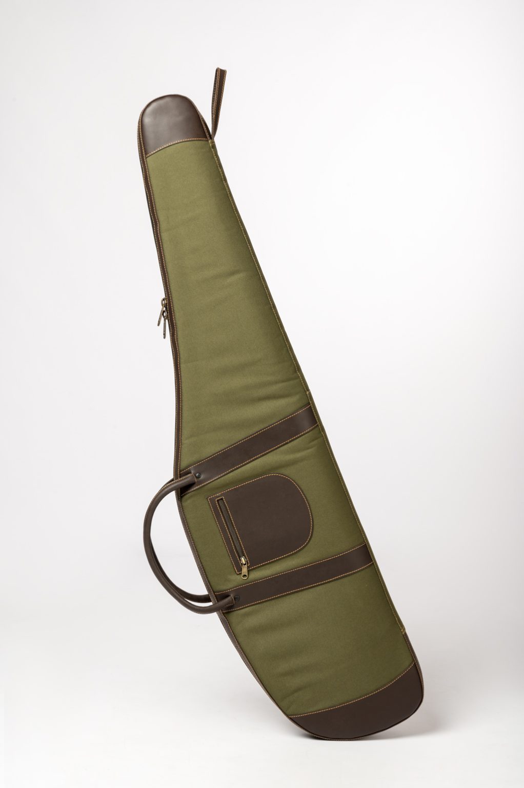 Estojo para arma comprida verde com detalhes castanhos