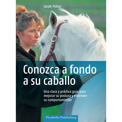 Capa de livro com mulher e cavalo branco, título em espanhol