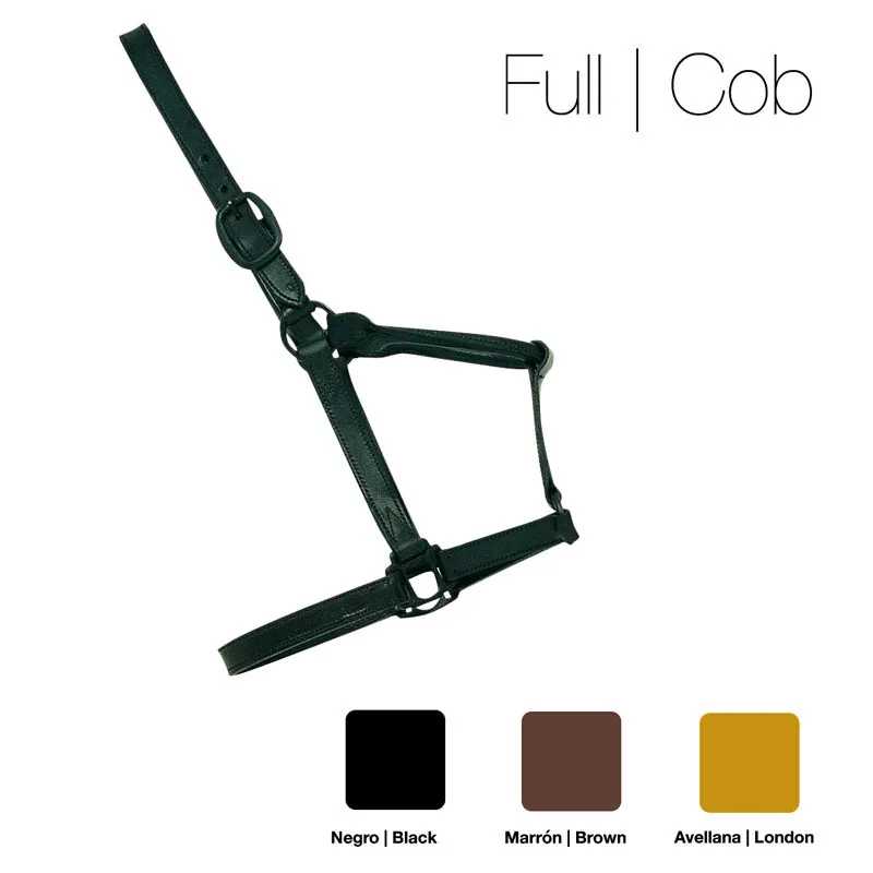 Cabresto para cavalo em preto, marron ou avellana com texto Full | Cob