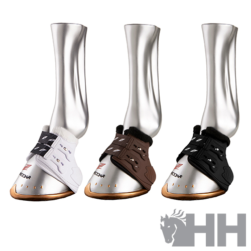 Protutores de casco metálico para cavalos em três cores diferentes com tiras ajustáveis