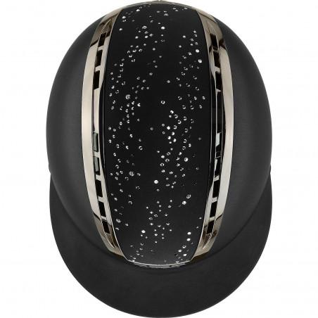 Capacete de equitação preto com cristais e detalhes metálicos