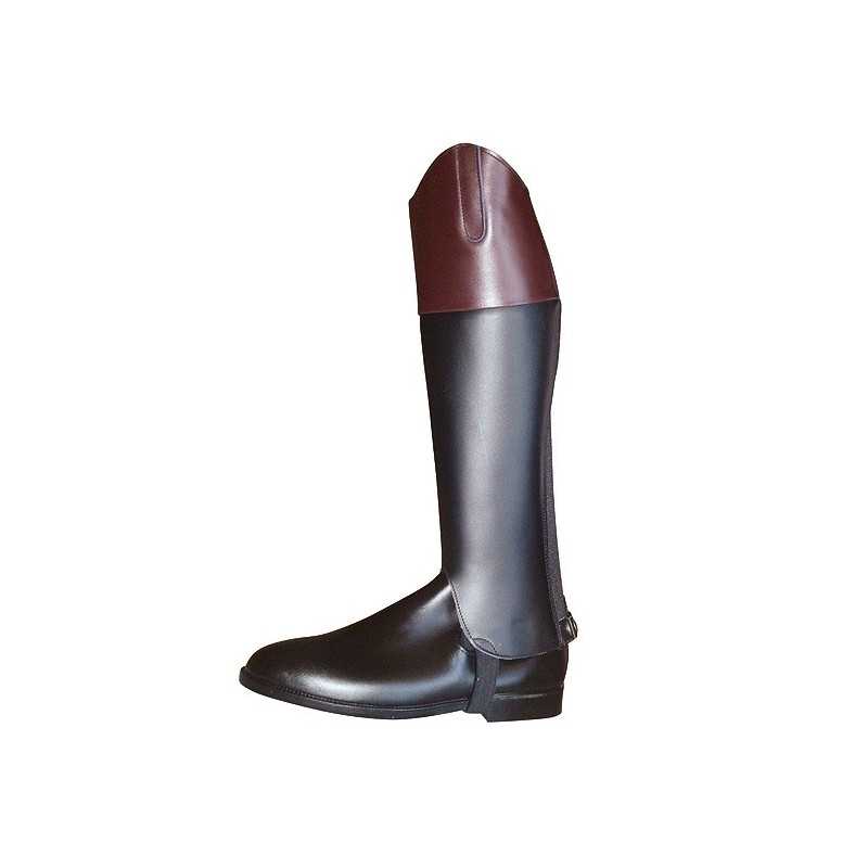 Bota de equitação preta com parte superior castanha