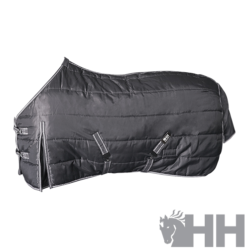 Manta para cavalo preta acolchoada com fechos e alças ajustáveis
