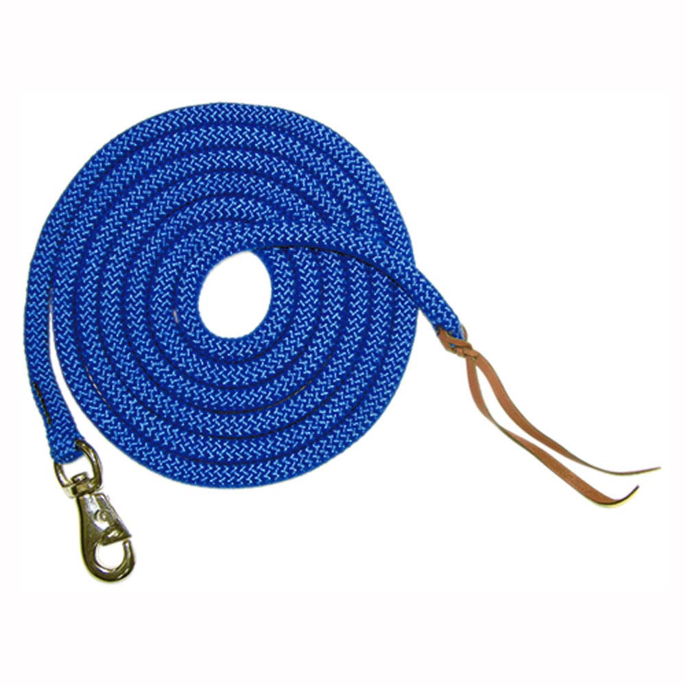 Corda azul para cães com gancho metálico e tira de couro