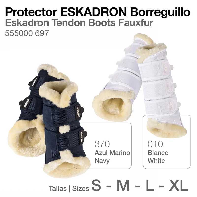 Protectores ESKADRON Borreguillo em azul marinho e branco com interior peludo e fechos de velcro.