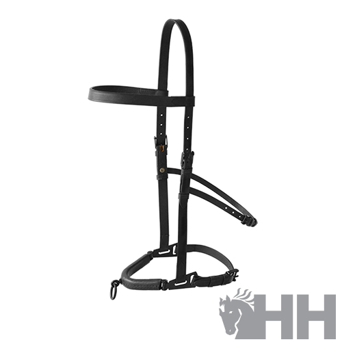 Cabresto de cavalo preto em couro com fivelas