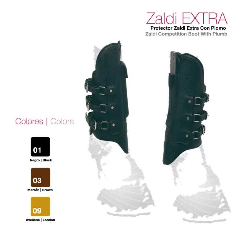 Protector de equitação Zaldi EXTRA preto com presilhas e amostras de cor