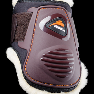 Protector para cavalo castanho com velcro e forro branco