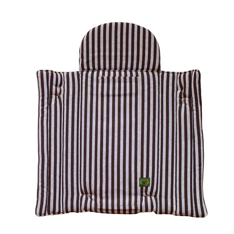 Almofada acolchoada para cadeira com riscas castanhas e brancas