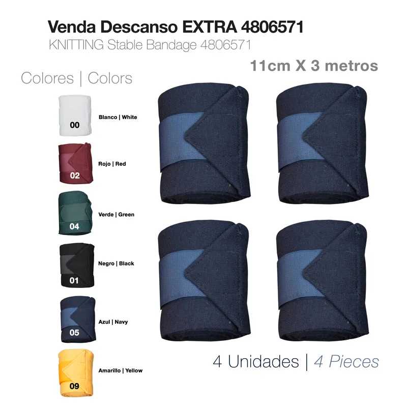 Venda Descanso EXTRA malha azul marinho 4 unidades 11cm x 3 metros