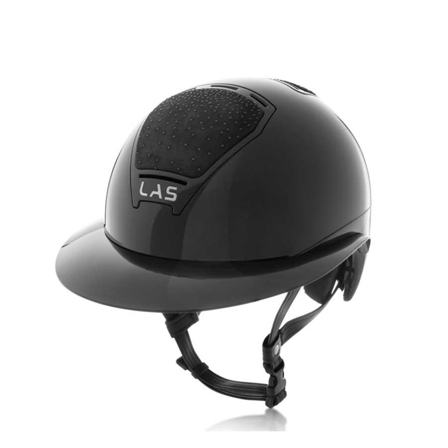 Capacete preto para equitação com viseira e alças ajustáveis