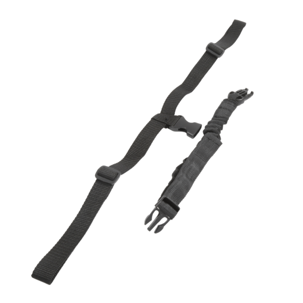 duas tiras pretas de nylon com fechos de encaixe em plástico preto
