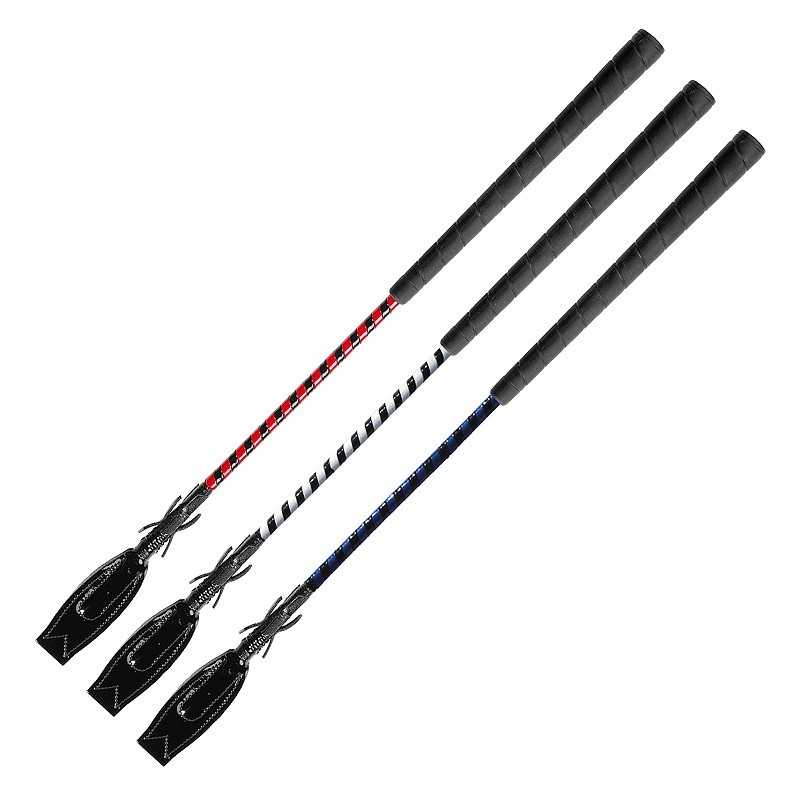 Rédeas de equitação em três cores, com empunhadura preta e ponta de couro preto