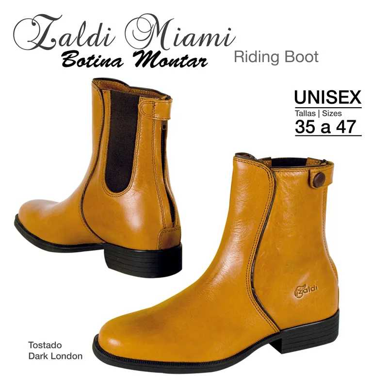Botas de montar castanho tostado com elástico preto e sola preta da marca Zaldi Miami