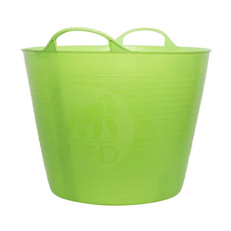 Cesto plástico verde com pegas e marca JFD com gorila