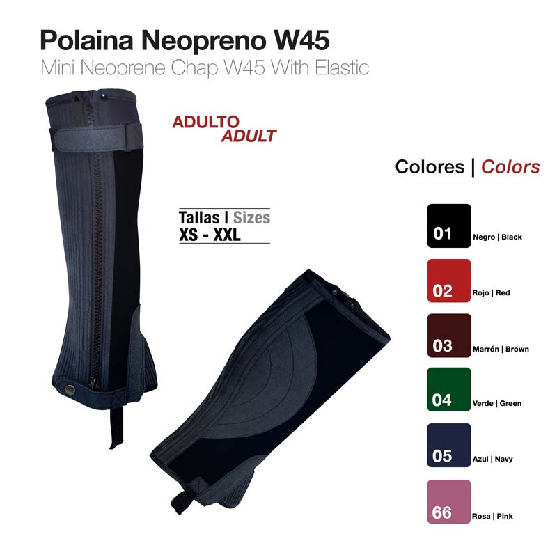 Polainas de neopreno W45 para adultos em várias cores e tamanhos