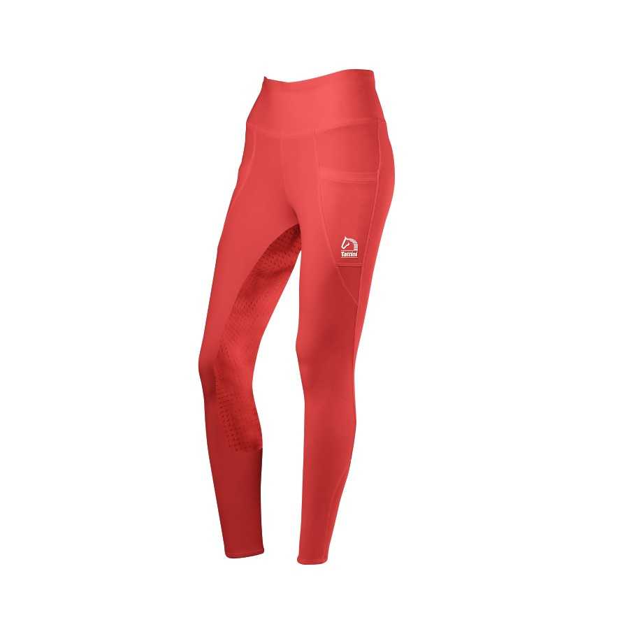 Leggings vermelhas desportivas com bolso e logótipo Tattini