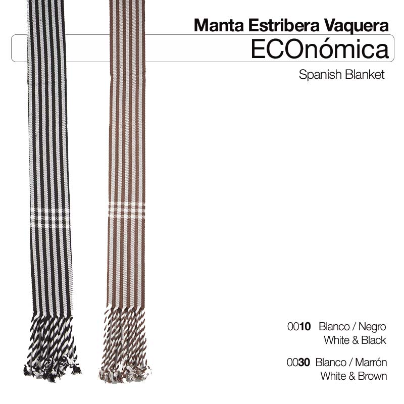 Duas mantas estribeiras vaqueiras em branco e preto e branco e castanho com franjas