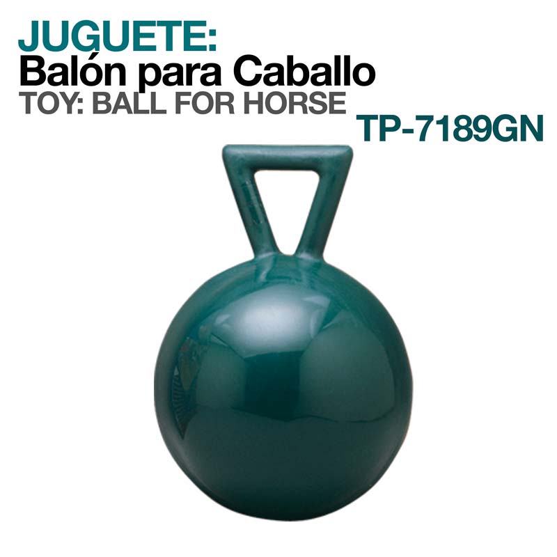 Bola de brinquedo verde escuro para cavalo com pega triangular