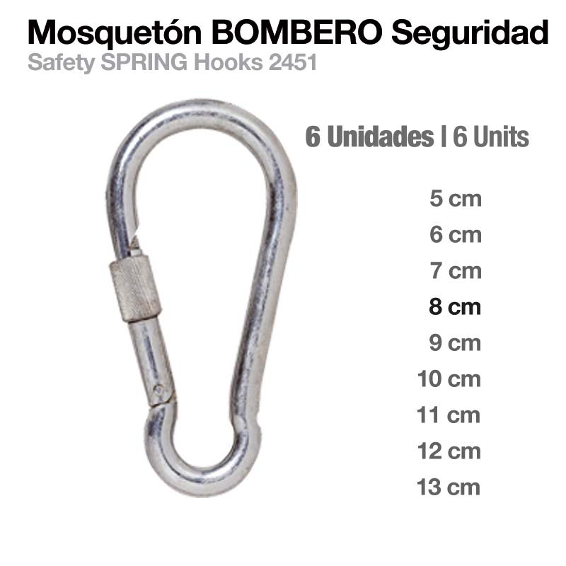 Mosquetão metálico prateado tipo segurança com mola