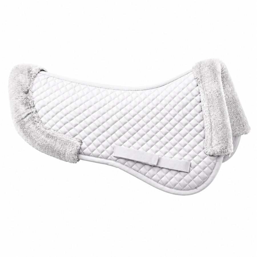 Aparelho de proteção para sela branco acolchoado com peluche cinza