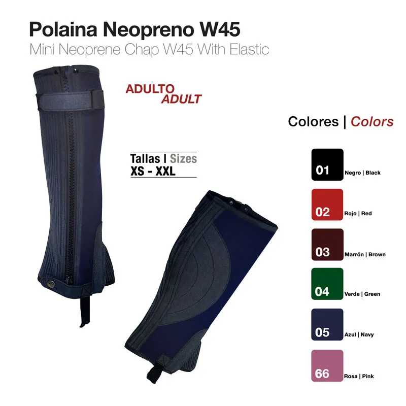 Polaina Neopreno W45 em várias cores e tamanhos para adulto