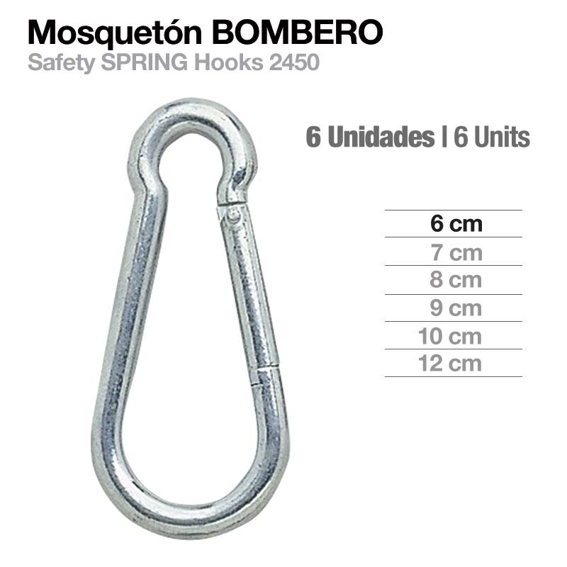 Mosquetão metálico prateado com mola