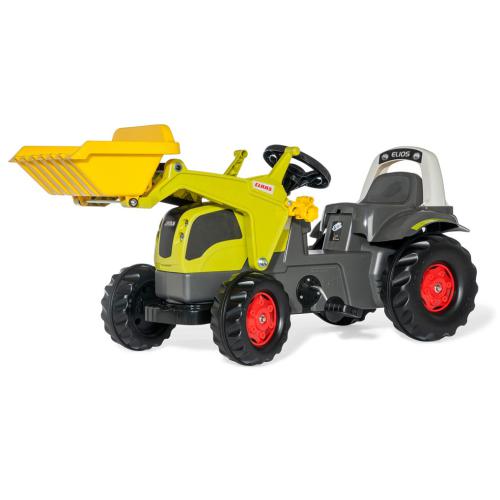 Trator de brinquedo com carregador frontal amarelo