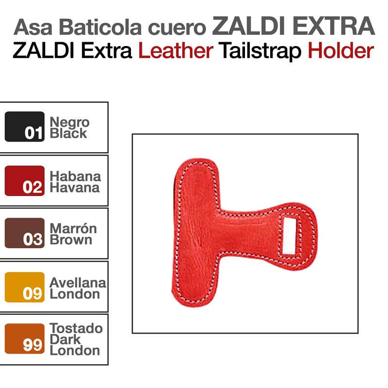 Suporte em pele vermelha com costura branca para alça de sela ZALDI EXTRA