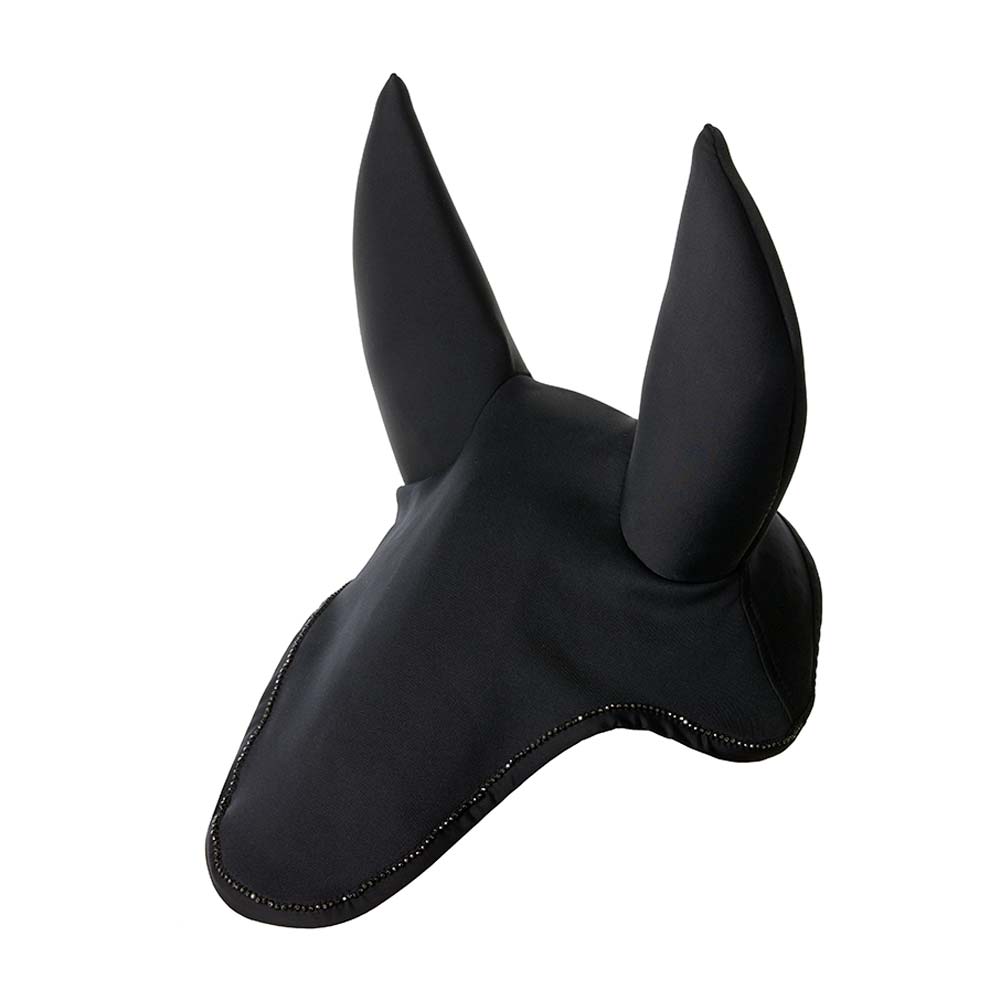 Protetor auricular preto para cavalo com detalhes em strass