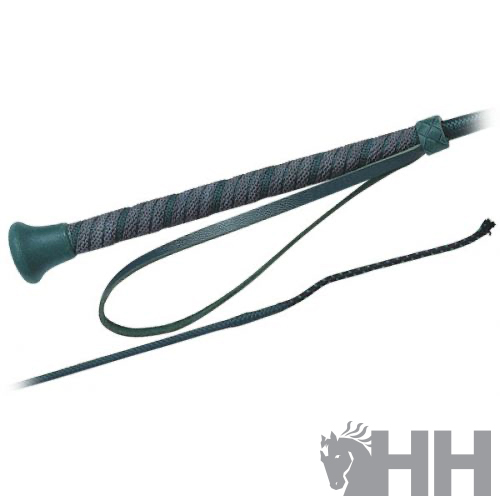 Chibata para equitação com alça e pega antiderrapante verde escuro e cinza