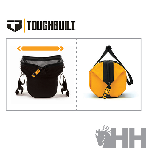 Bolsa preta e amarela TOUGHBUILT com alça ajustável e logo HH cinzento