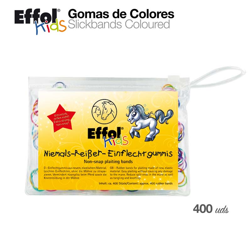 Pacote transparente com elásticos coloridos Effol Kids para trança de cabelo de cavalo