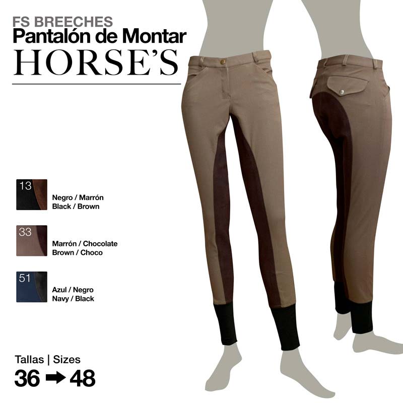 Calças de montar castanhas com reforço castanho escuro para equitação