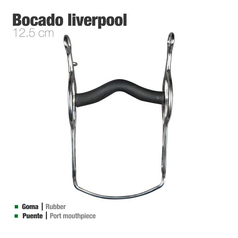 Bocado Liverpool 12,5 cm com estrutura metálica e peça central em borracha preta