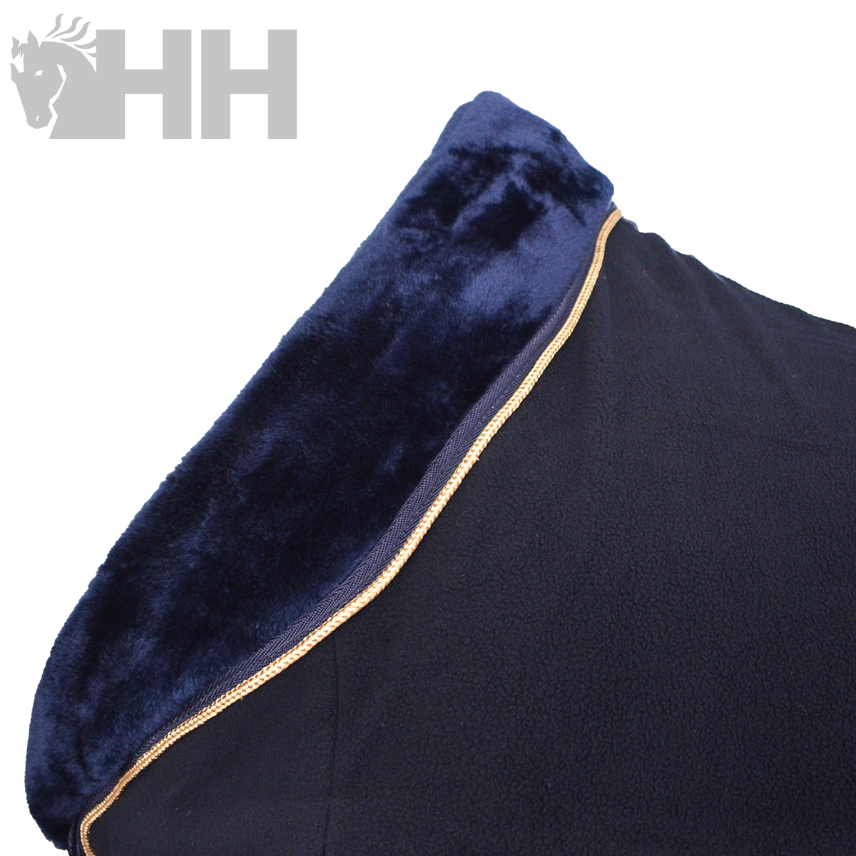 Trapo azul escuro aveludado com zip dourado