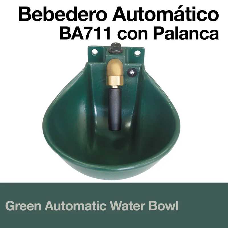 Bebedouro automático verde BA711 com palanca e texto identificativo